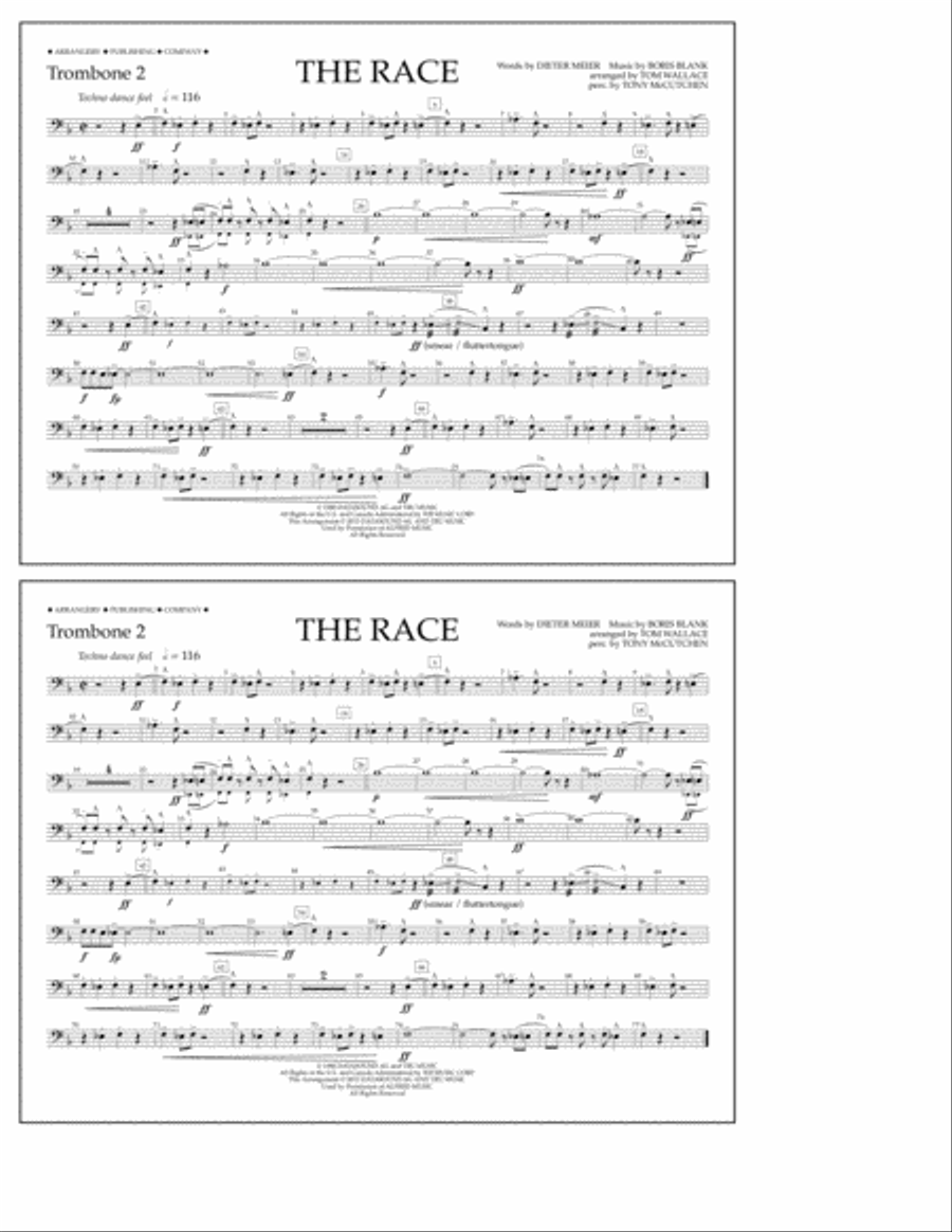 The Race - Trombone 2 Marching Band scores gallery preview page 1