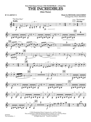 The Incredibles (Main Theme) (arr. Paul Murtha) - Bb Clarinet 2