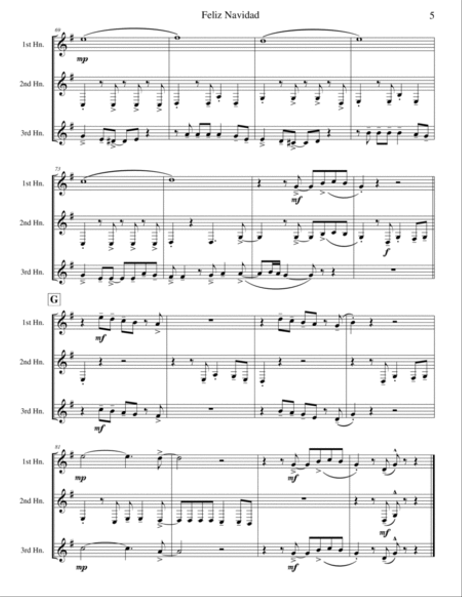 Feliz Navidad Brass Trio scores gallery preview page 5