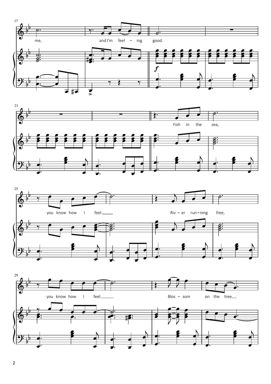 Feeling Good Piano, Vocal scores gallery preview page 2