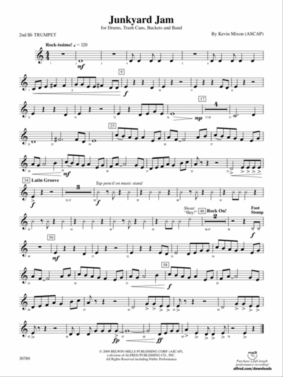 Junkyard Jam: 2nd B-flat Trumpet Concert Band scores gallery preview page 1