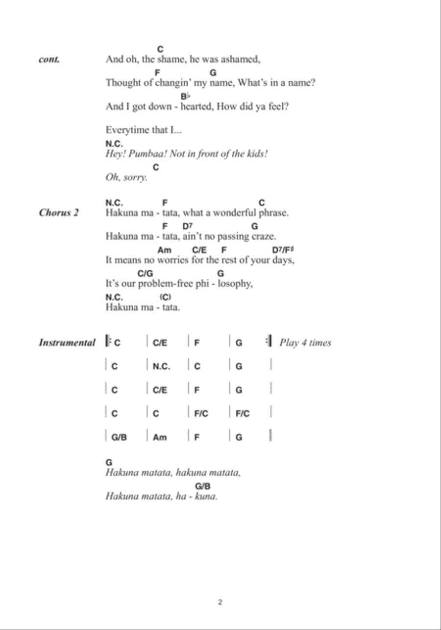 Hakuna Matata (from The Lion King) Guitar scores gallery preview page 2