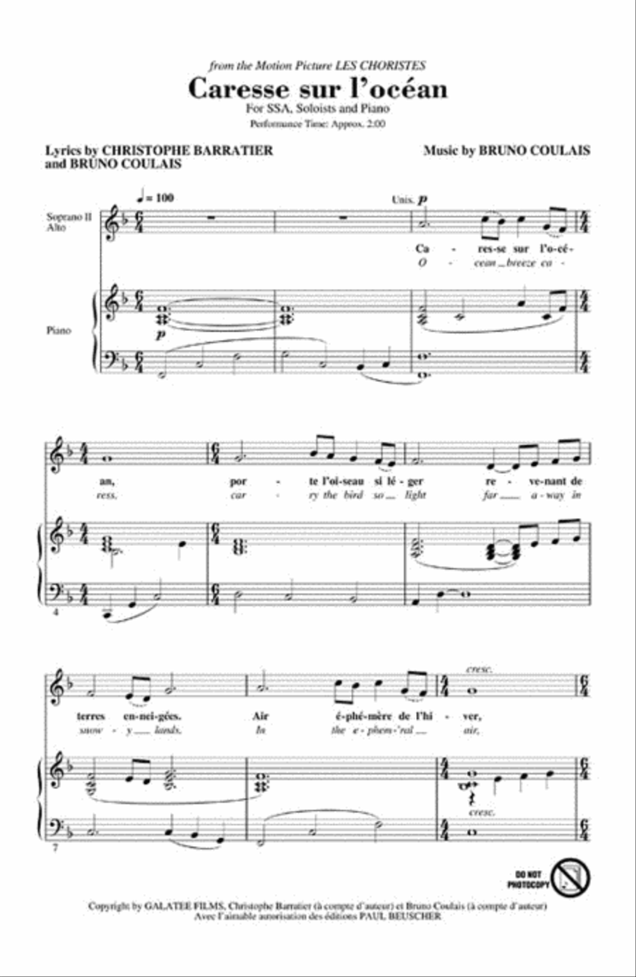 Caresse sur l'ocean (Caress Upon the Ocean) SSA scores gallery preview page 2