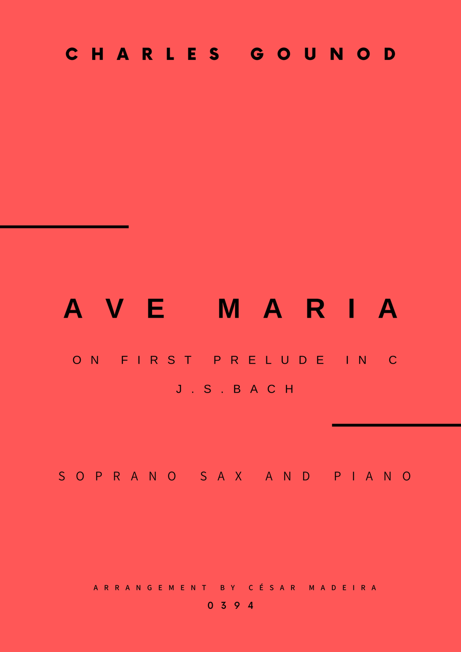 Ave Maria by Bach/Gounod - Soprano Sax and Piano (Full Score and Parts) Soprano Saxophone scores gallery preview page 1