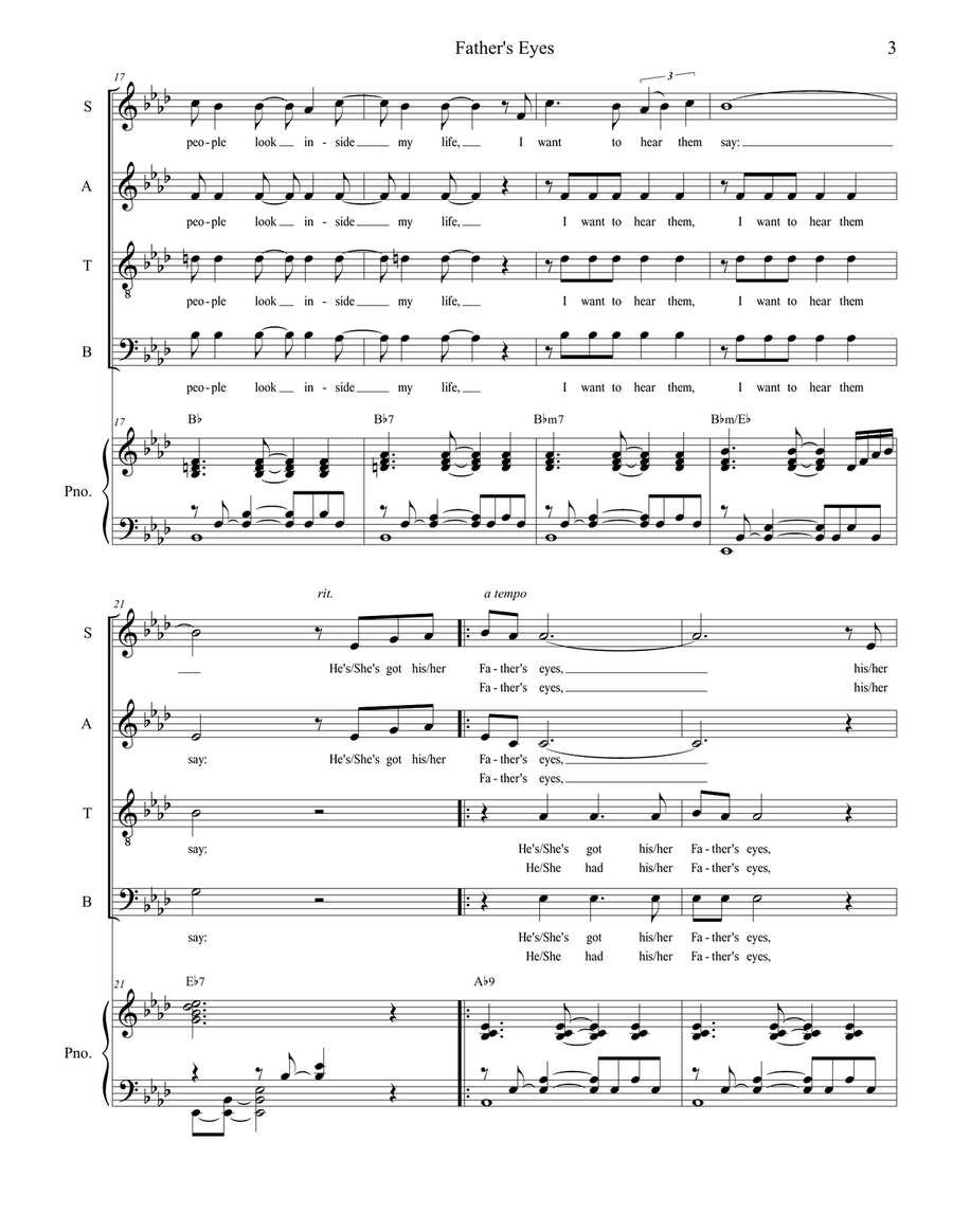 Father's Eyes 4-Part scores gallery preview page 3