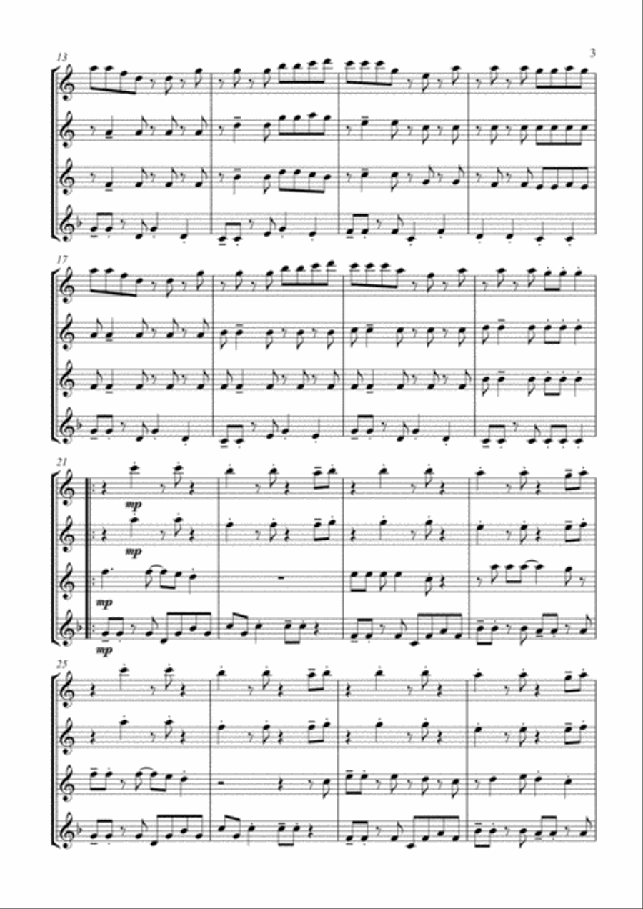 Take On Me Woodwind Quartet scores gallery preview page 3