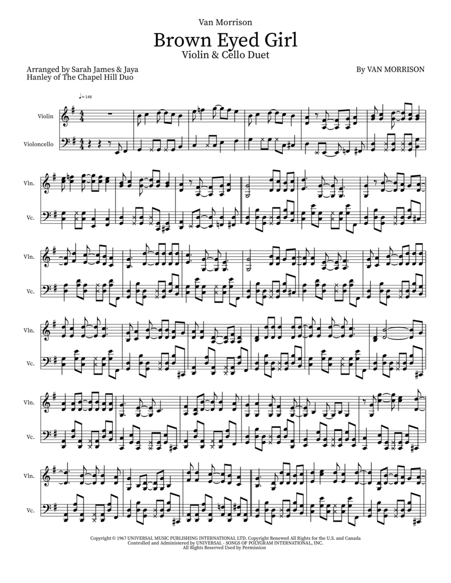 Brown Eyed Girl String Duet scores gallery preview page 1