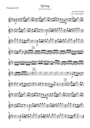 Spring (from Four Seasons of Antonio Vivaldi) for Trumpet in Bb Solo
