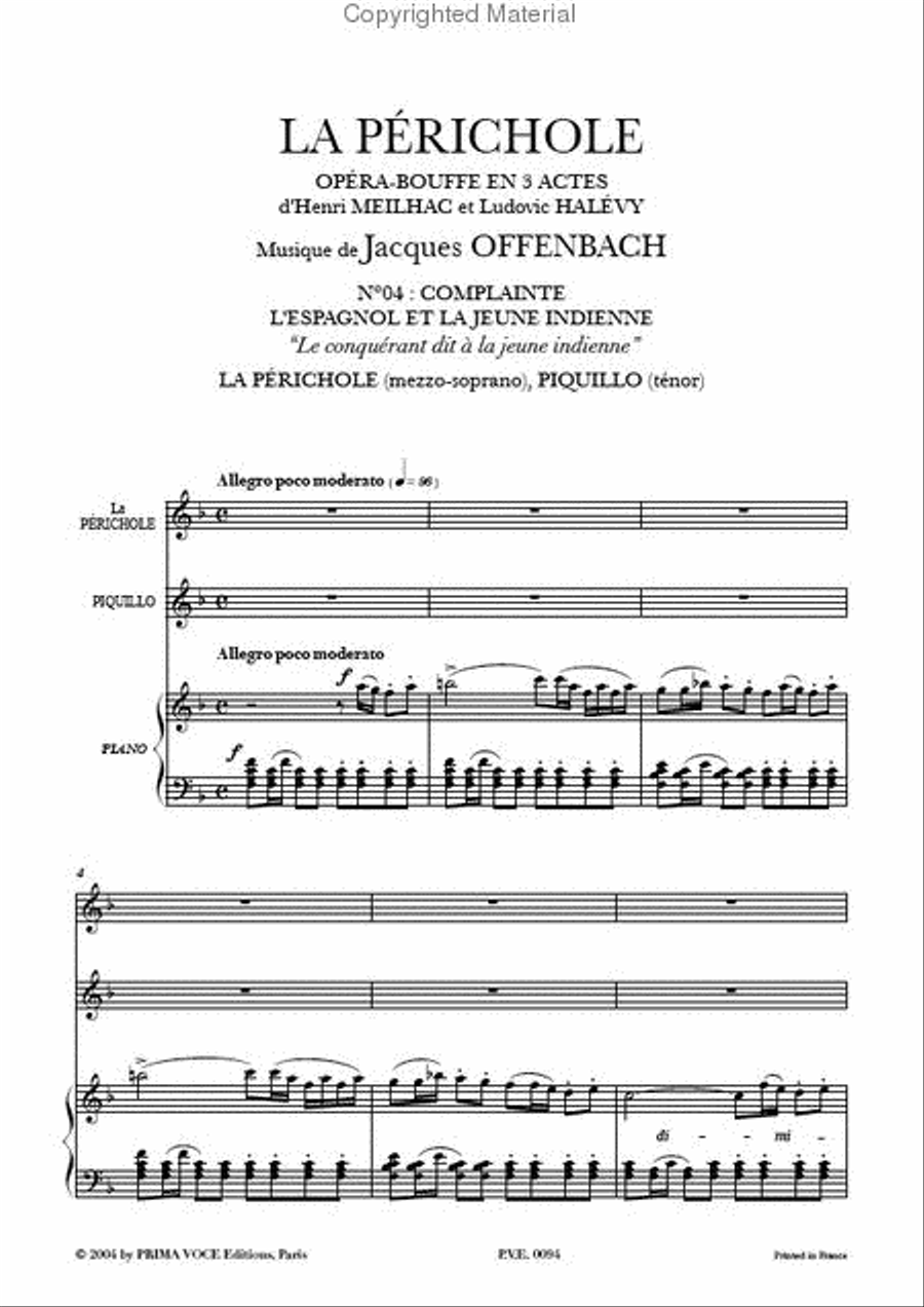 Le conquerant dit a la jeune indienne from La Perichole Tenor Voice scores gallery preview page 2