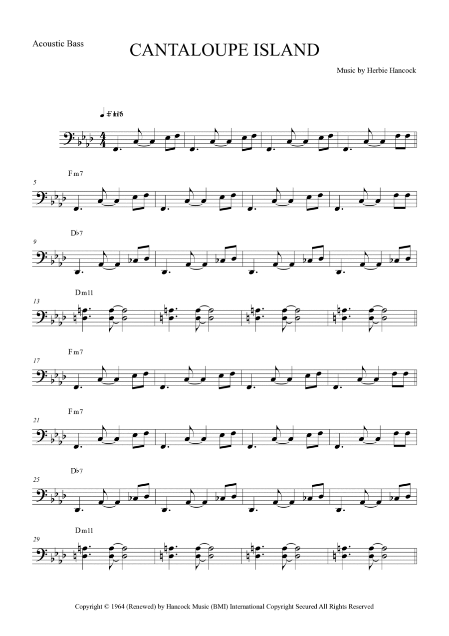 Cantaloupe Island Double Bass scores gallery preview page 1
