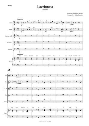 Book cover for Lacrimosa (Woodwind Quintet) Piano and chords