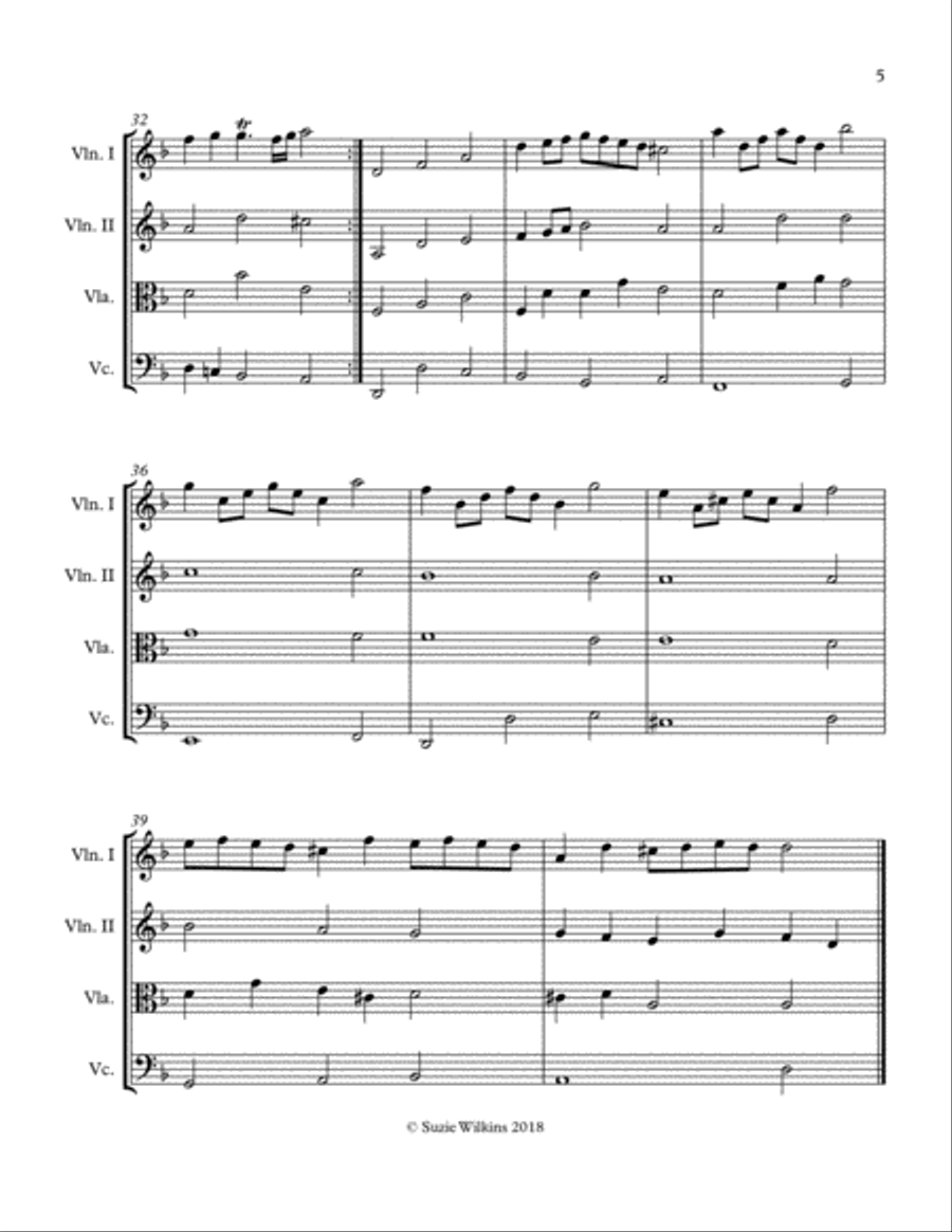 Rondeau from Abdelazer for String Quartet String Quartet scores gallery preview page 5