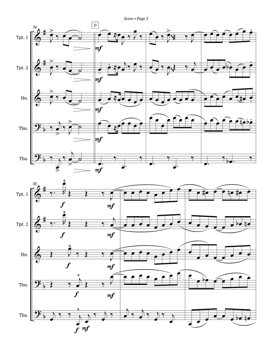 Rudolph The Red-nosed Reindeer Brass Quintet scores gallery preview page 6