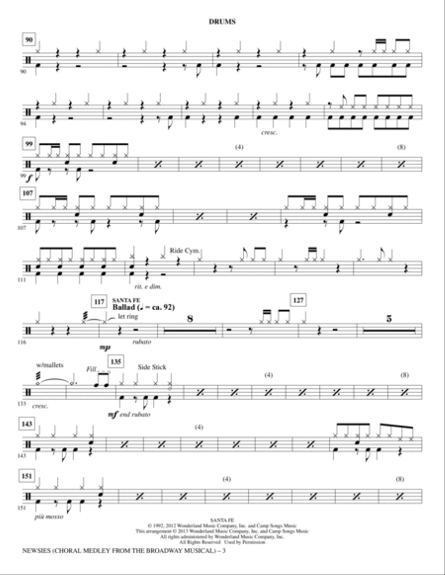 Newsies (Choral Medley) - Drums Choir scores gallery preview page 3