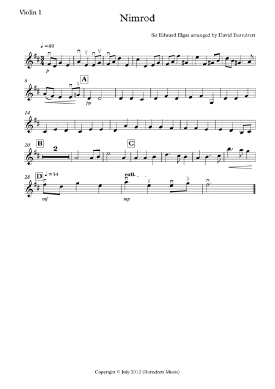 Nimrod for String Orchestra String Quartet scores gallery preview page 4