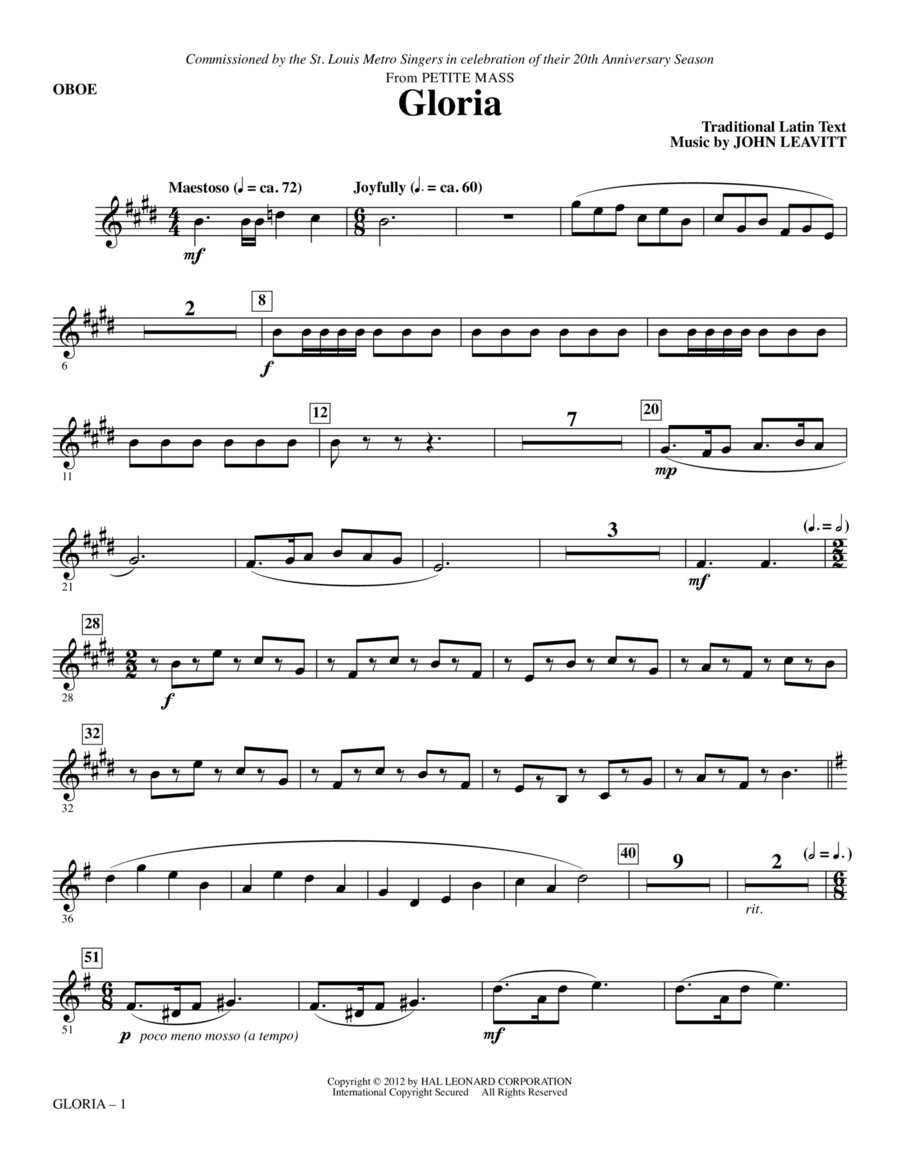 Gloria (from Petite Mass) - Oboe Choir scores gallery preview page 1