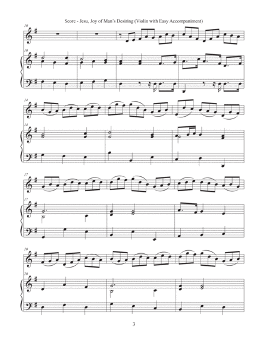 Jesu, Joy of Man’s Desiring (Violin with Easy Accompaniment) Violin Solo scores gallery preview page 3
