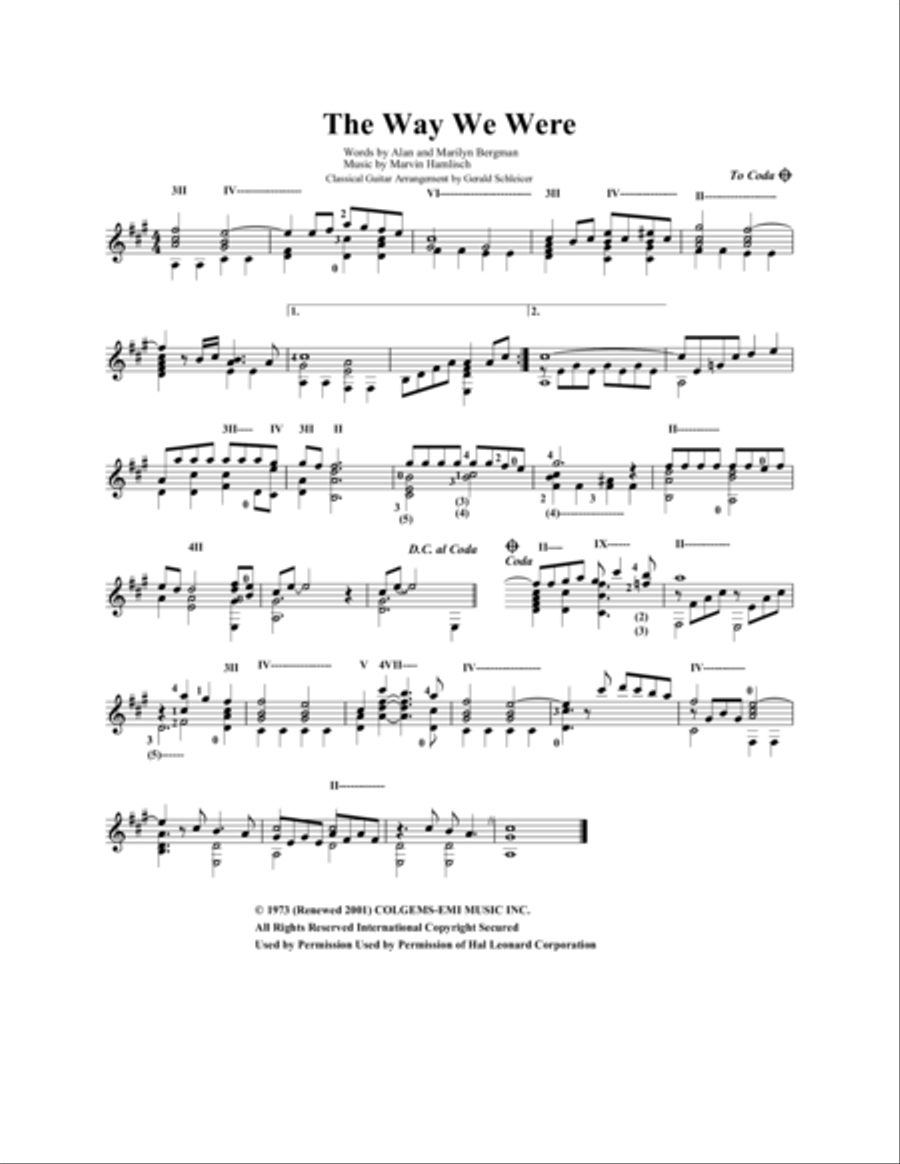 The Way We Were The Way We Were Guitar Solo scores gallery preview page 1