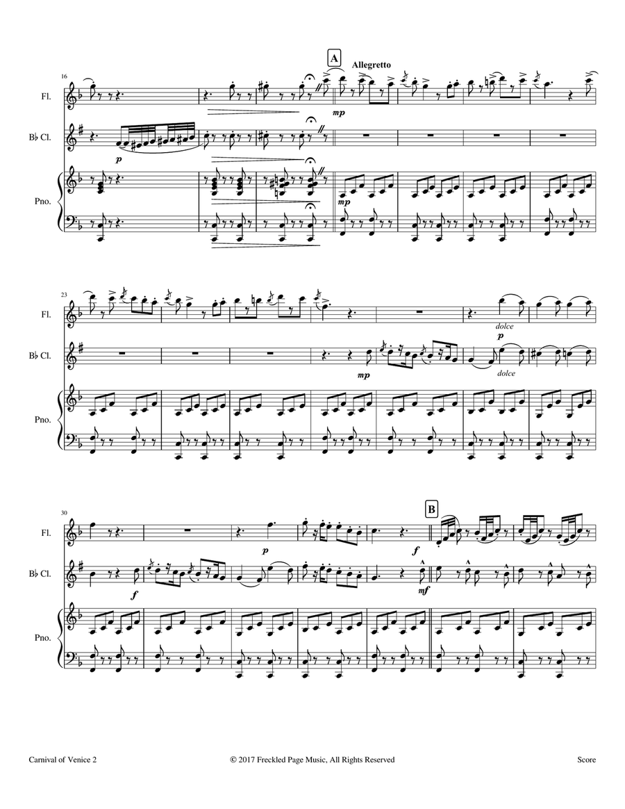 Carnival of Venice (Op.78) For Flute, Clarinet, and Piano Woodwind Duet scores gallery preview page 2