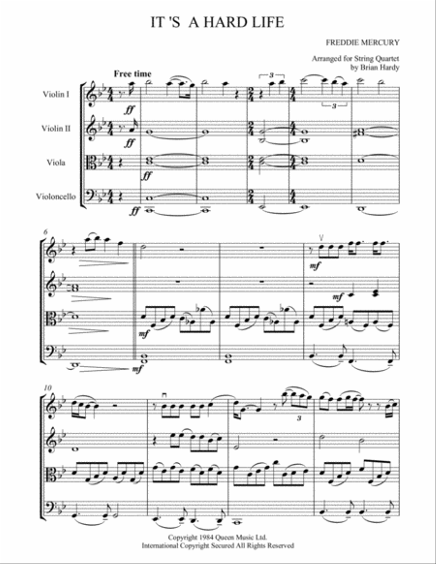 It's A Hard Life String Quartet scores gallery preview page 1
