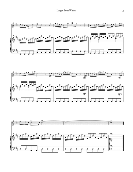 Largo from Winter (L'Inverno) for easy flute/violin and piano (cello part ad lib) image number null