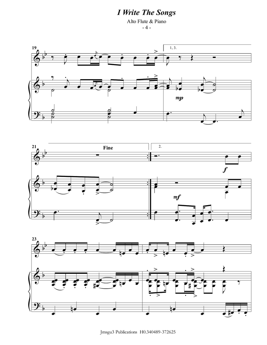 I Write The Songs Flute Solo scores gallery preview page 4