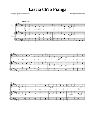 Lascia Ch'io Pianga by Händel - Tenor & Piano in B Major