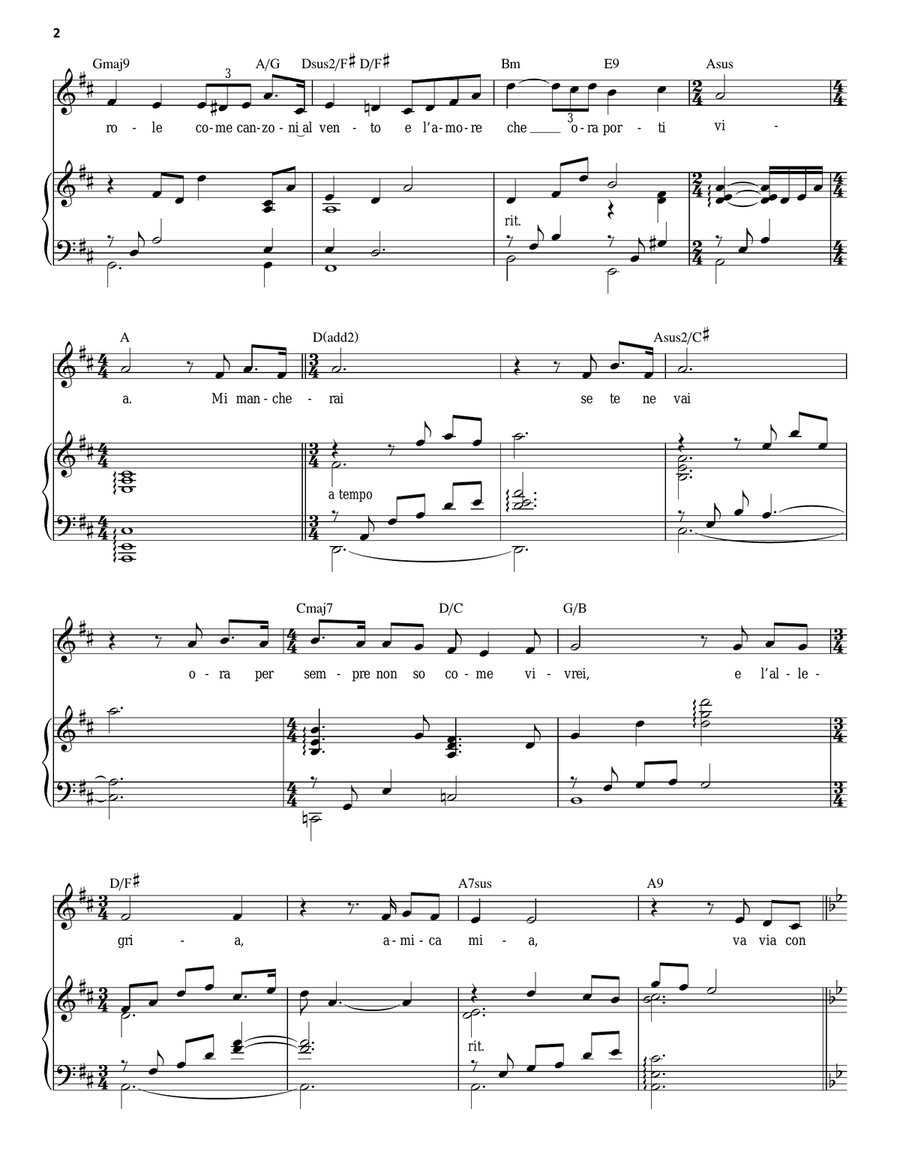 Mi Mancherai (Il Postino) Piano, Vocal scores gallery preview page 2