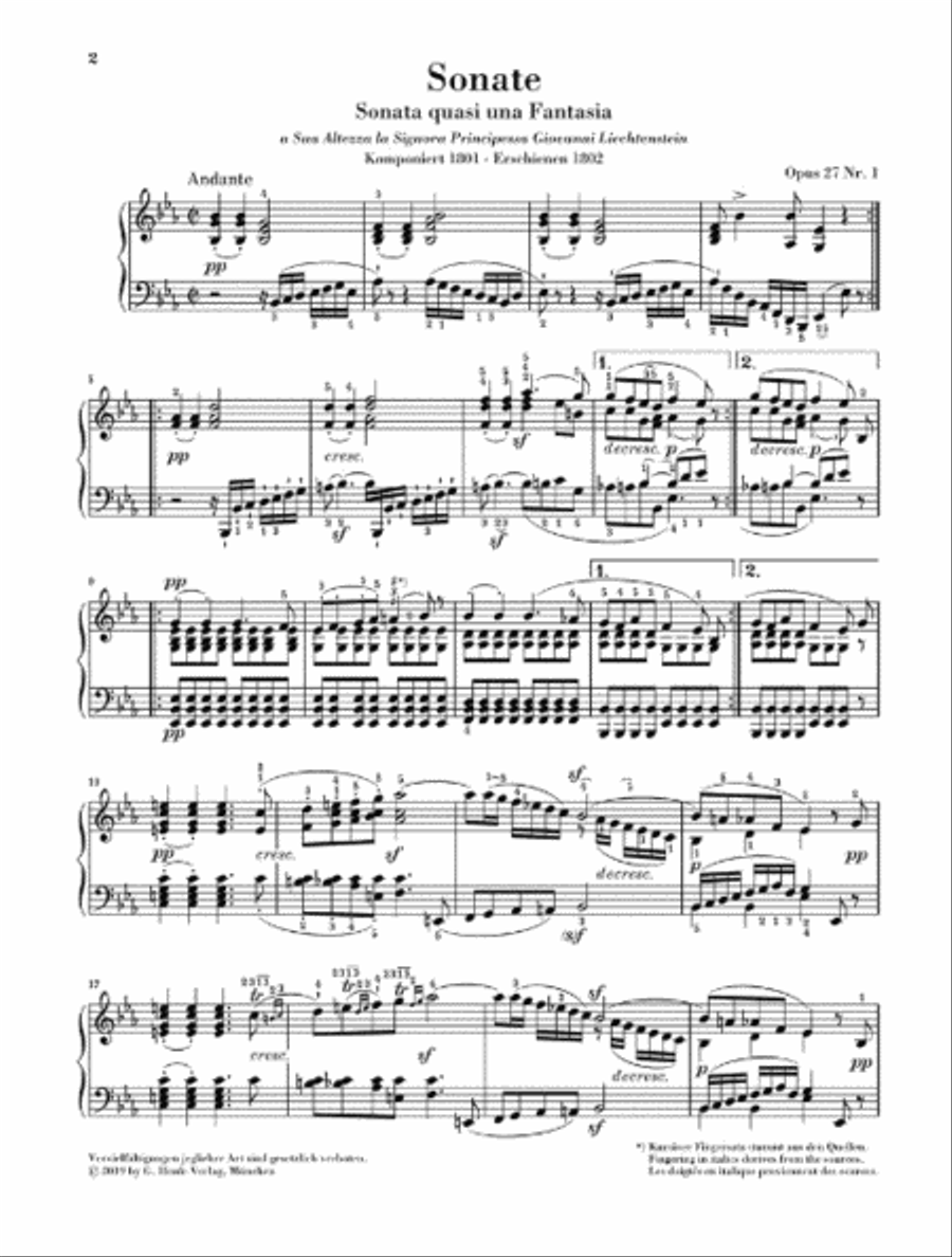 Piano Sonata No. 13 E-flat Major, Op. 27, No. 1 Piano Solo scores gallery preview page 3