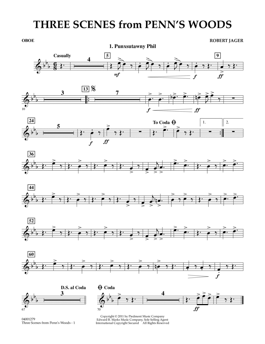 Three Scenes From Penn's Woods - Oboe Concert Band scores gallery preview page 1