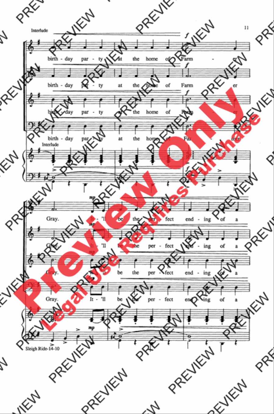 Sleigh Ride Sleigh Ride 4-Part scores gallery preview page 11