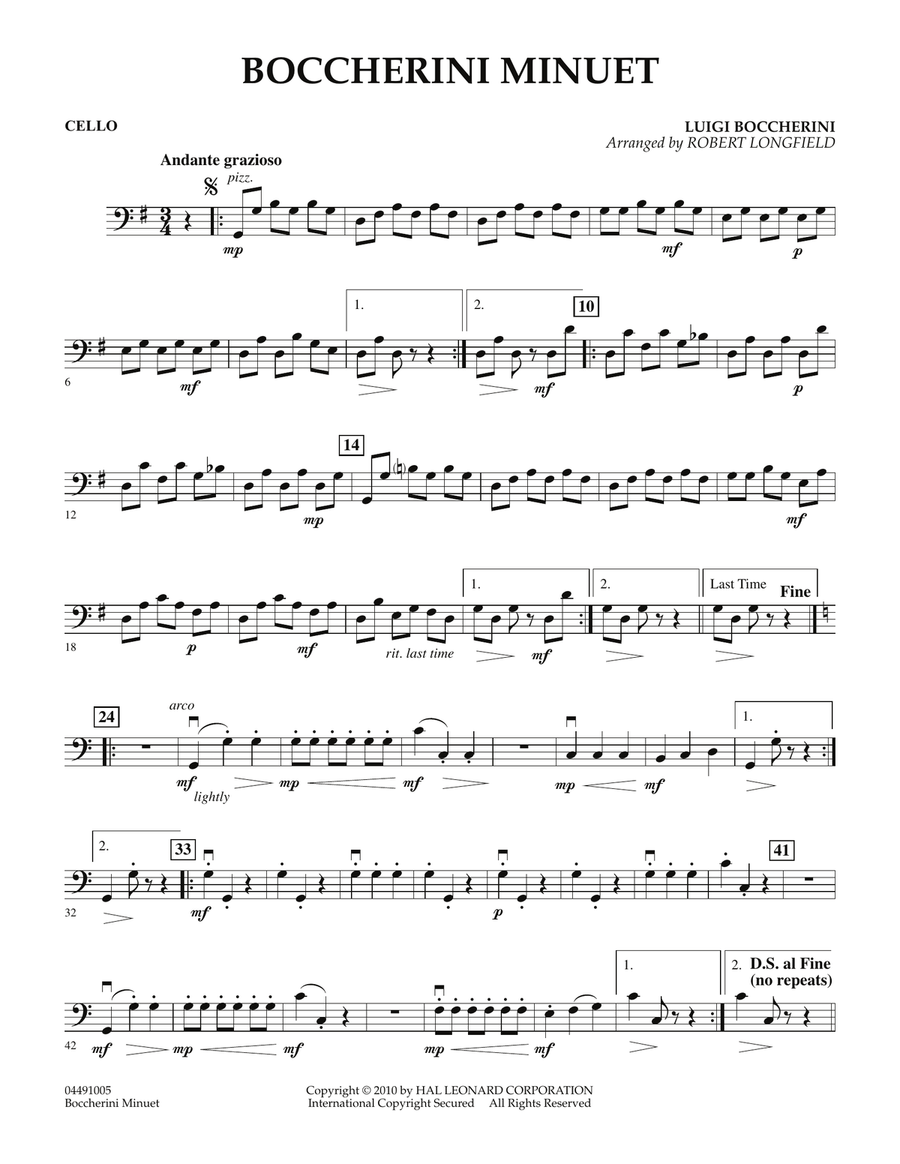 Boccherini Minuet - Cello Orchestra scores gallery preview page 1