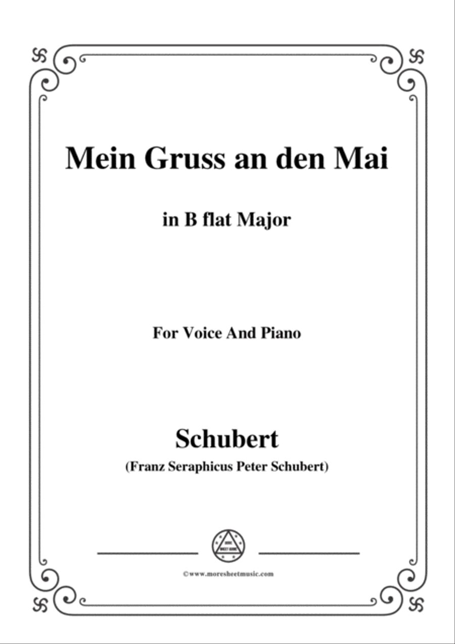 Schubert-Mein Gruss an den Mai,in B flat Major,for Voice&Piano Voice scores gallery preview page 1