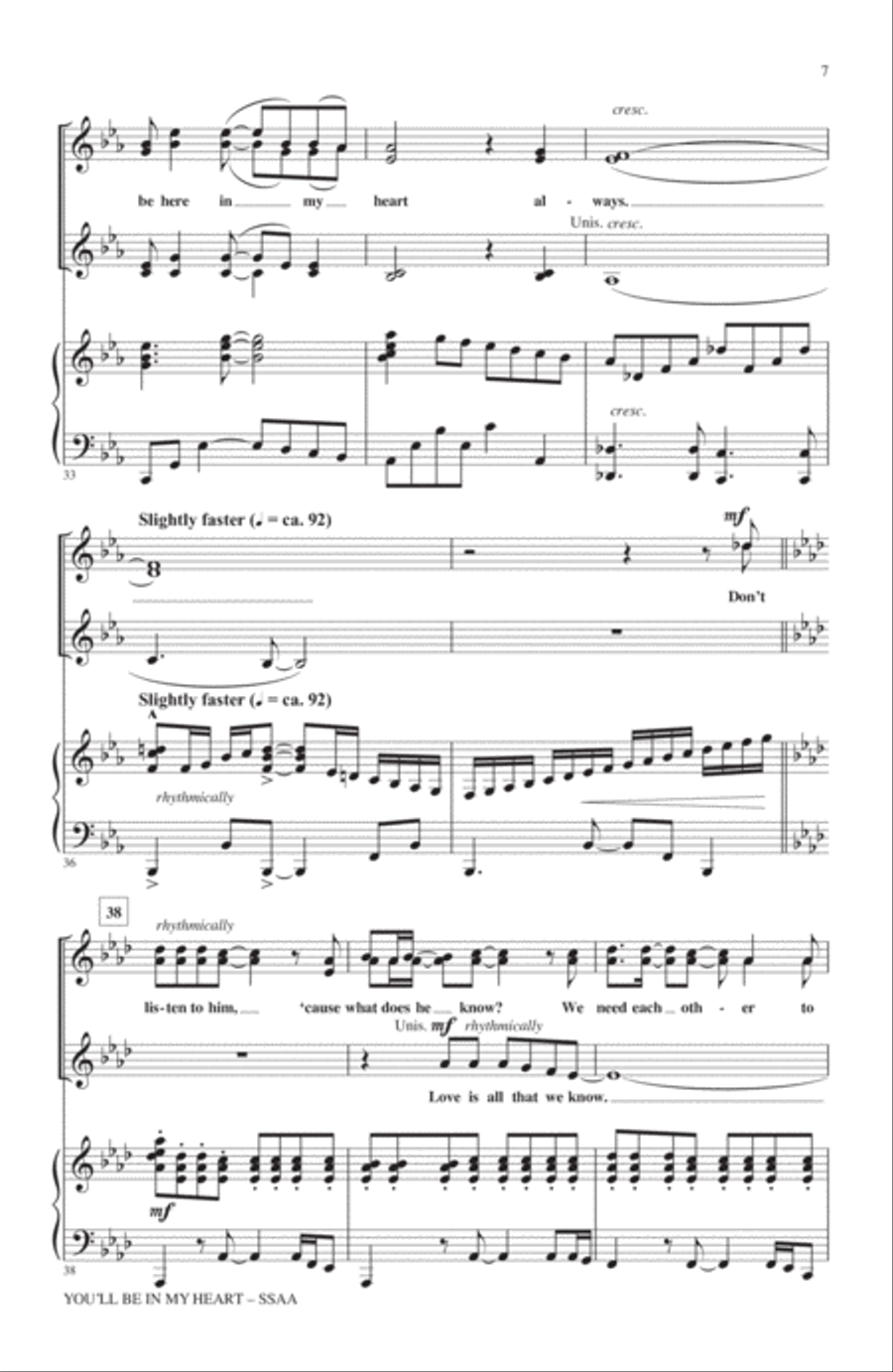 You'll Be In My Heart (from Tarzan) (arr. Mac Huff) SSA scores gallery preview page 5