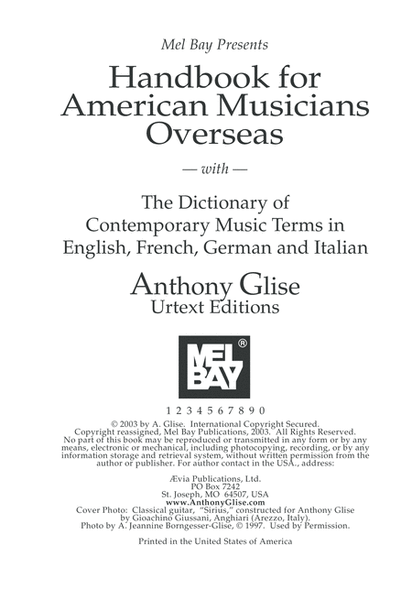 Handbook for American Musicians Overseas