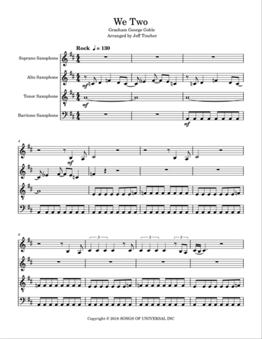 We Two We Two Saxophone Quartet scores gallery preview page 2