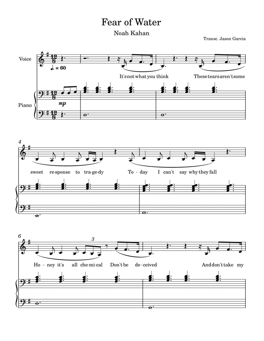Fear Of Water Tenor Voice scores gallery preview page 1