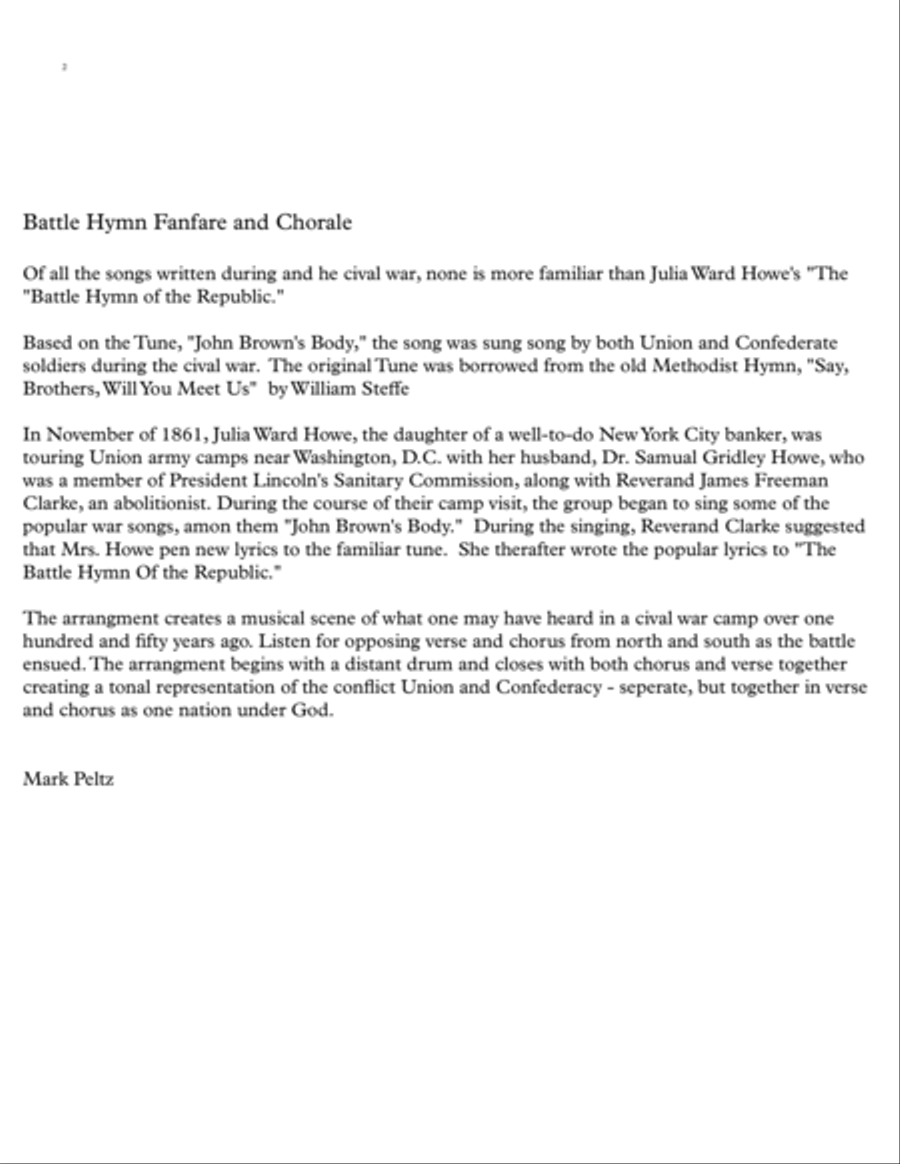 Battle Hymn Fanfare and Chorale Concert Band scores gallery preview page 2