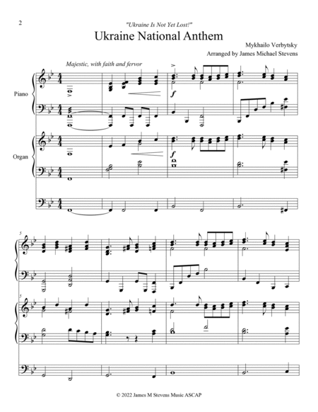 Ukraine National Anthem - Piano & Organ