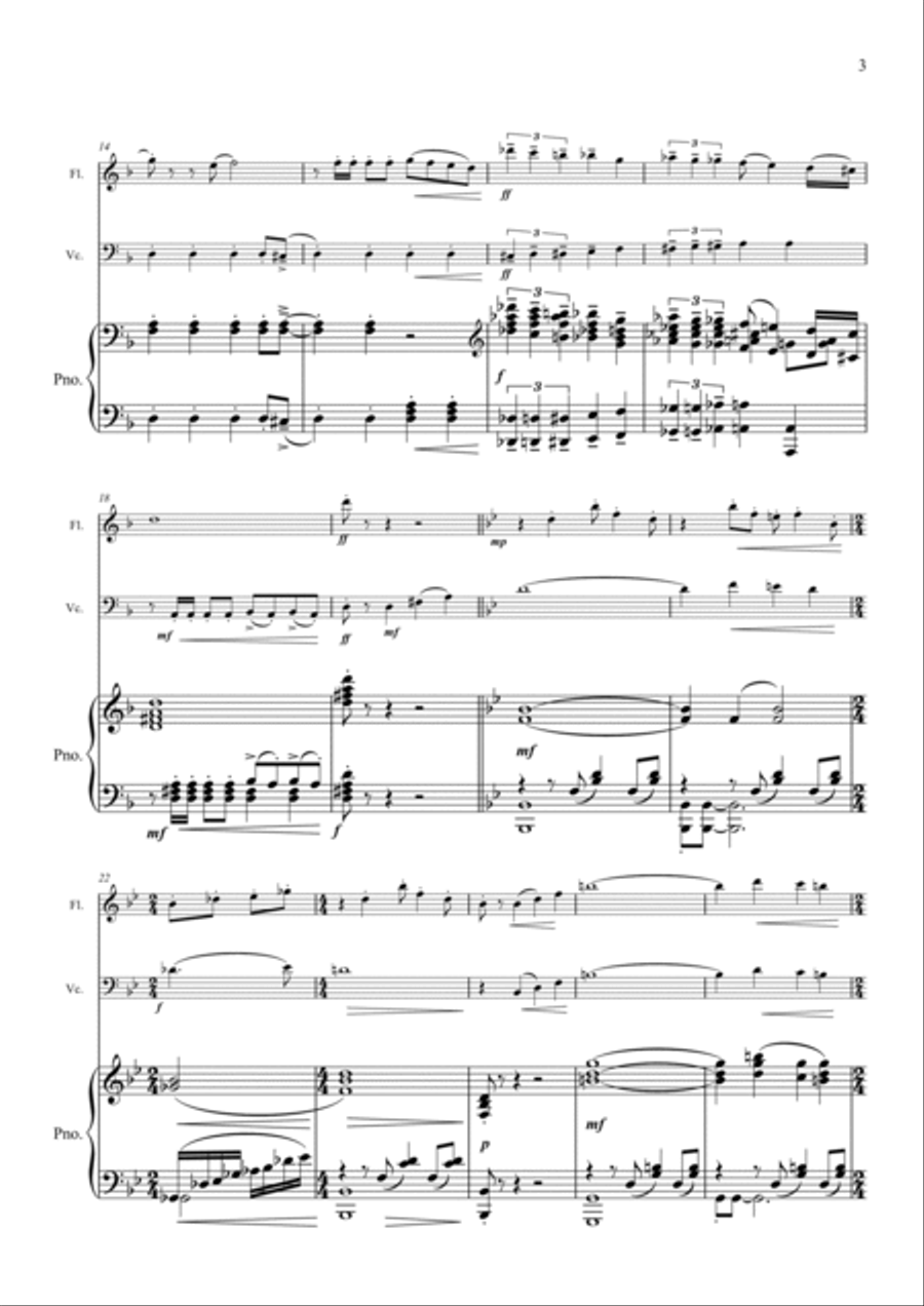 Sparrowhawk Tango. (Flute, Cello and Piano Arrangement)