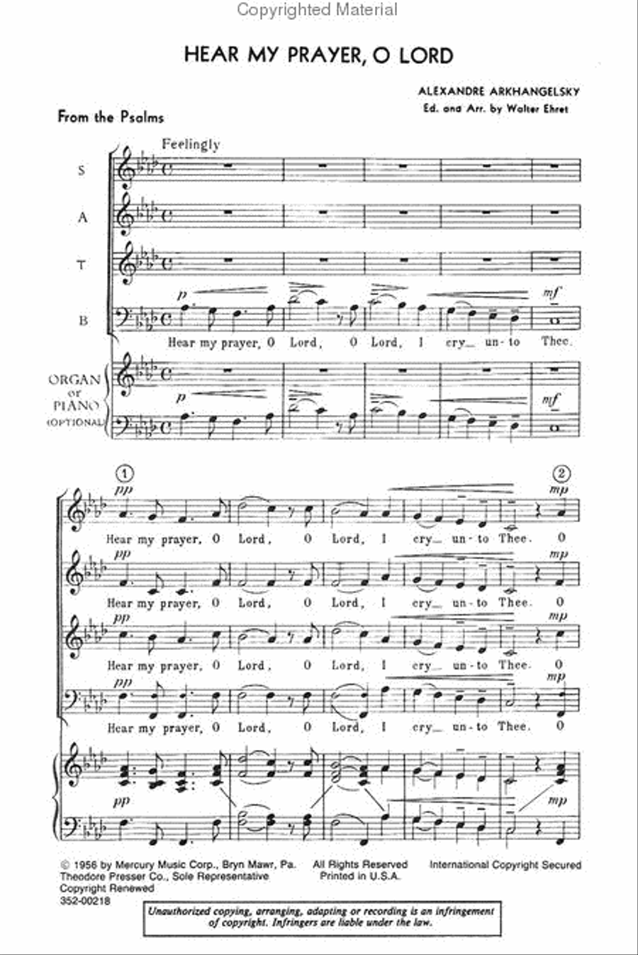 Hear My Prayer, O Lord 4-Part scores gallery preview page 2