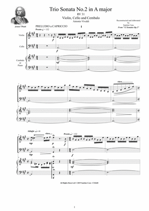 Book cover for Vivaldi - Trio Sonata No.2 in A major RV 31 Op.2 for Violin, Cello and Cembalo (or Piano)