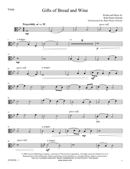 Gifts of Bread and Wine - String Orchestra Score and Parts
