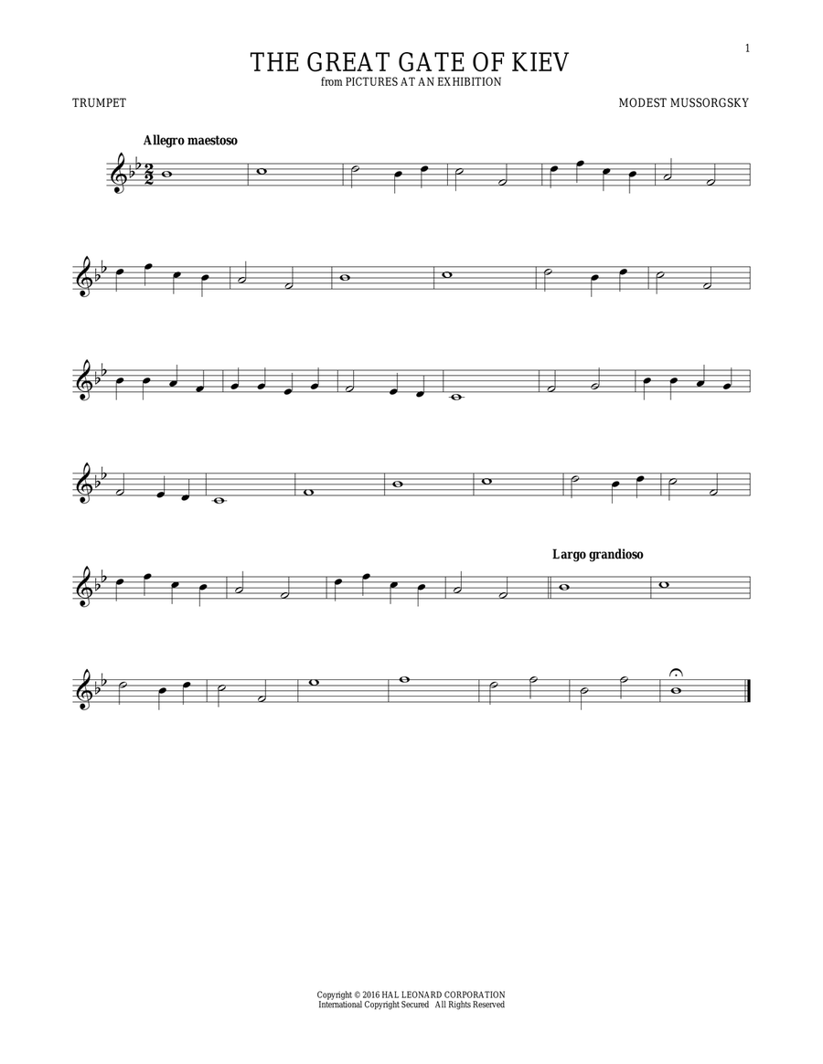 Great Gate Of Kiev Great Gate Of Kiev Trumpet Solo scores gallery preview page 1