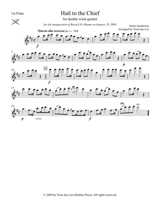 Hail to the Chief for Double Wind Quintet in D Major (arr. Lee) - Set of Parts