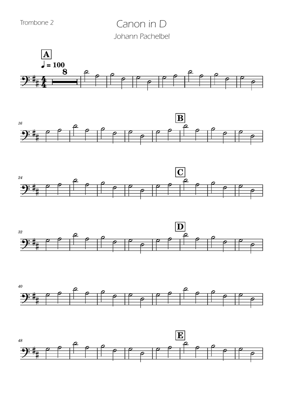 Canon in D - Trombone Duet Trombone Duet scores gallery preview page 5