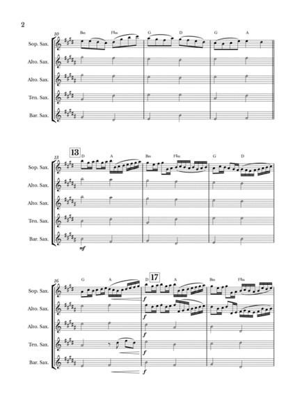 Canon in D for Saxophone Quintet with chords image number null