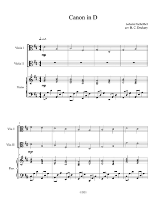 Canon in D (Viola Duet with Piano Accompaniment)