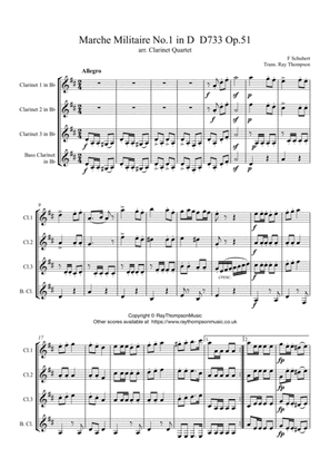 Schubert: Marche Militaire No.1 in D, D733 Op.51- clarinet quartet