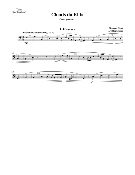 Chants du Rhin for Tuba or Bass Trombone and Piano